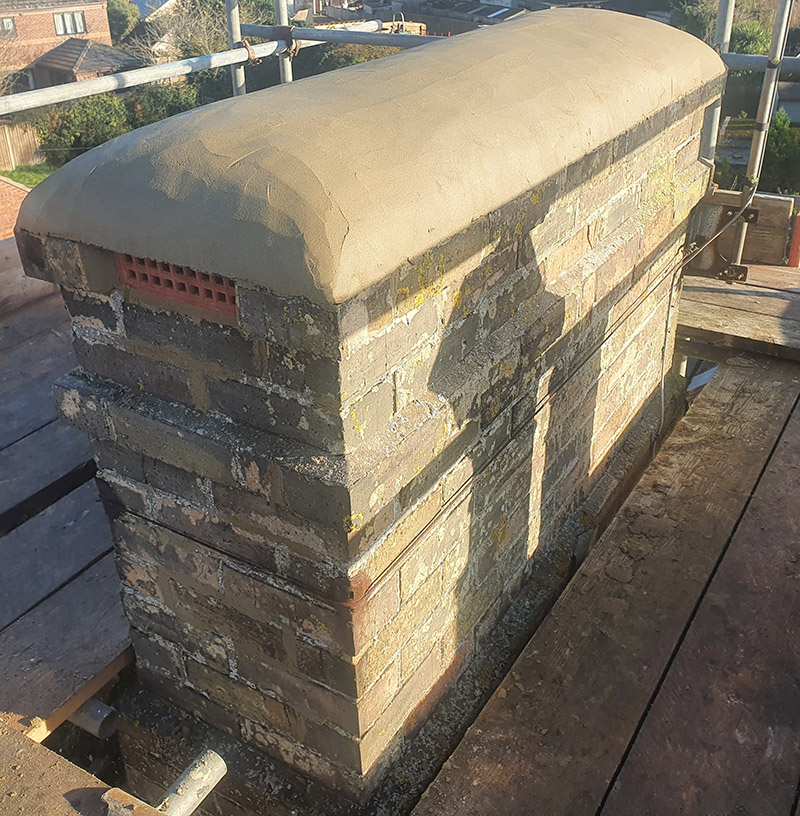 Chimney repair job underway on a Suffolk property